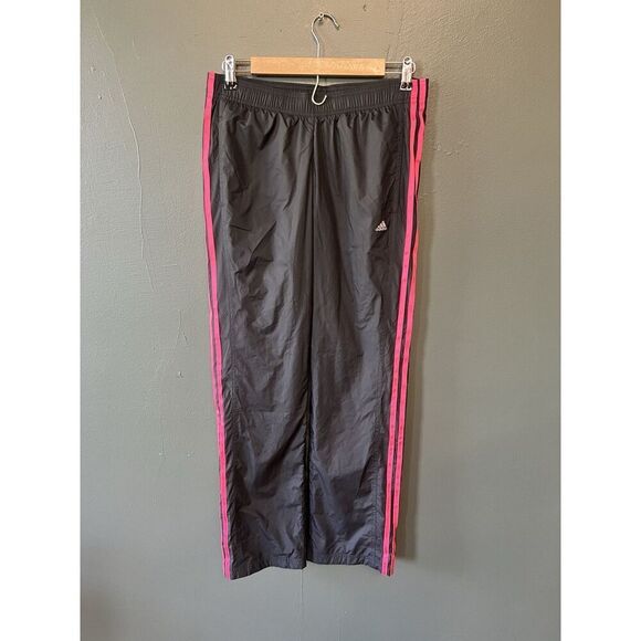 Adidas Womens SMALL S Sweatpants Black Pink 3 Stripe Sweats - Picture 1 of 4